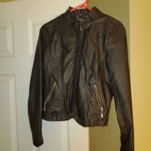 Jou Jou faux leather jacket with ruffle trim, size M